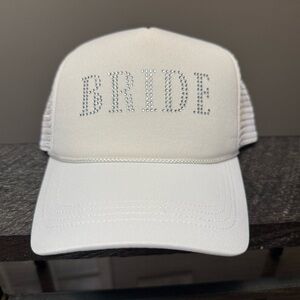 White Bride Cap with Rhinestone Accents manhattan hat company